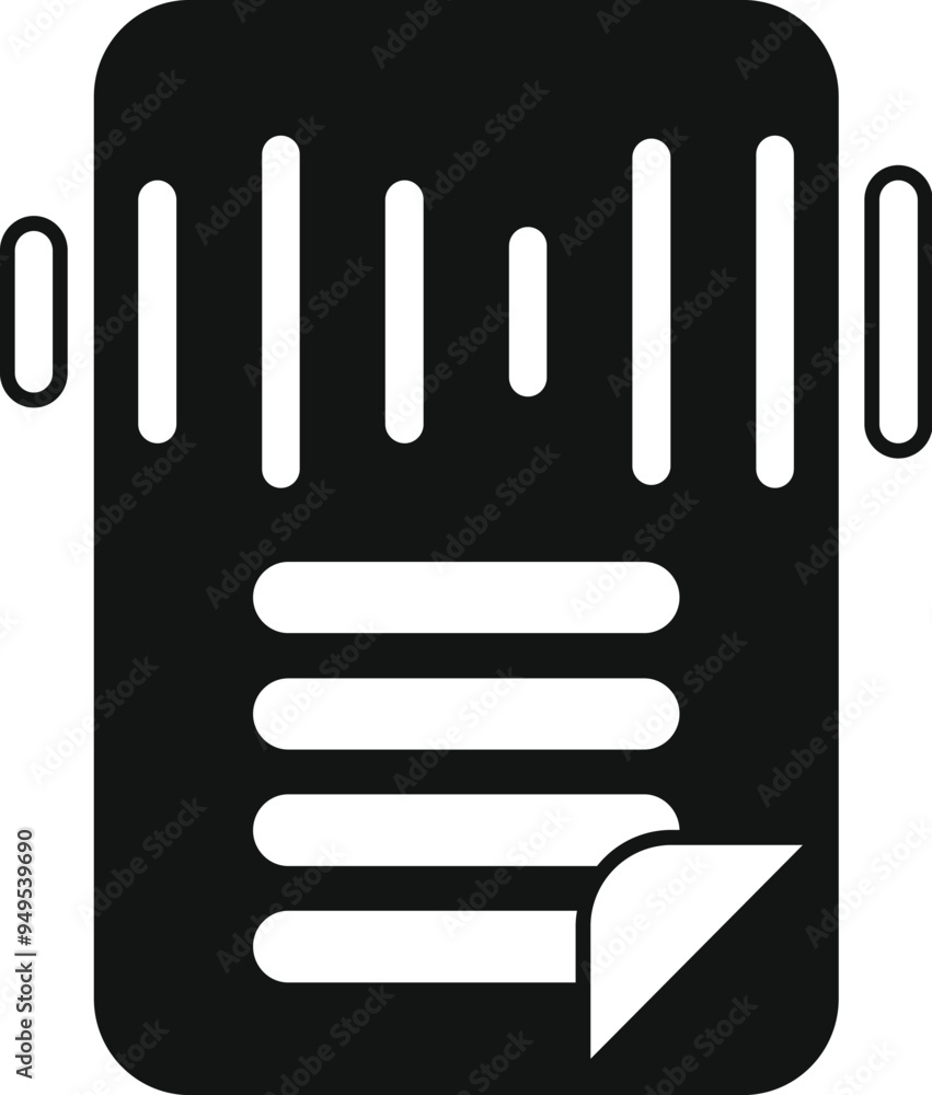 Poster black glyph icon representing a music player interface showing playlist with equalizer displayed