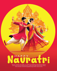 Happy navratri and Subh navaratri with ma durga social media post banner template
