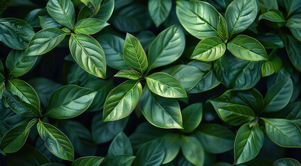 Tropical Dark Green Leaf Texture Full Frame View Of Lush Green Leaves In Top Down Perspective Background. Generative AI.