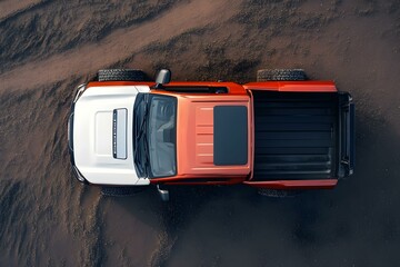pickup truck, 4x4, off road vehicle, top view
