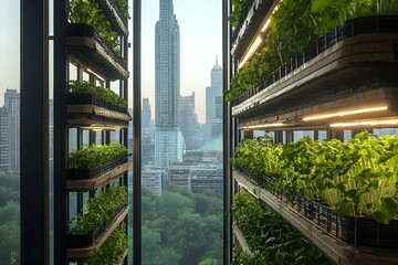 Urban agriculture with aeroponic system in a city skyscraper