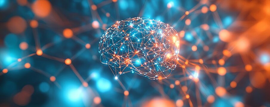 Abstract representation of neural networks forming in a students brain during a lesson, education, learning process visualization