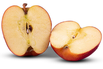 Sliced red apples isolated on transparent background