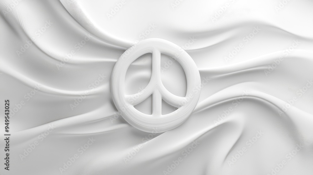 Aufkleber abstract sign of peace, with soft flowing lines and a dynamic white-light grey background, creating 