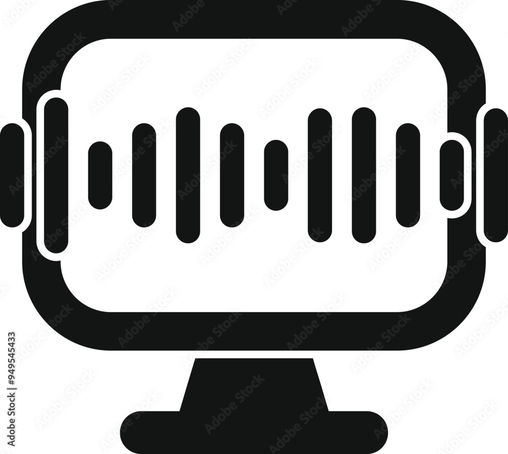 Poster this icon represents a computer playing music, featuring sound waves symbolizing audio playback