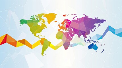Obraz premium A colorful world map with a rainbow colored line that runs through it