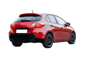 Fototapeta premium Rear view hatchback car isolated on white background