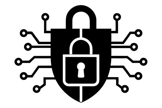 black security lock with circuit board design clip art preview