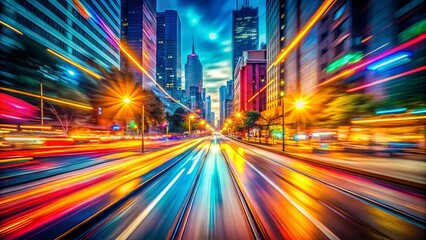 Fototapeta premium Vibrant and energetic stock photo capturing a fast-paced and urgent mood with technical slow shutter speed and bright colors