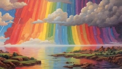 waterfall and rainbow