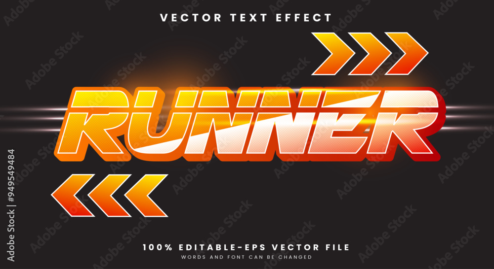 Poster runner editable text effect template with sport and champion text style