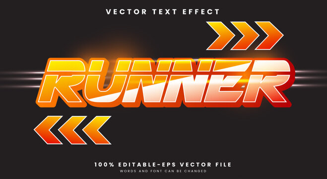 Runner editable text effect Template with Sport and Champion text style