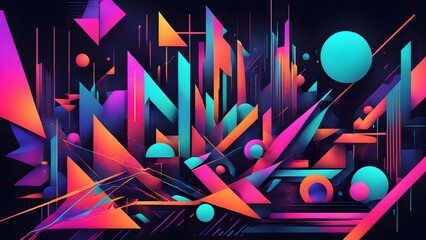 Neon-Tinted Abstract Regionalism with Dynamic Geometric Elements