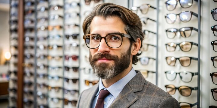 male optician specialising in high-quality lenses with vintage flair