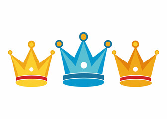 crown set, vector crown icon colorful crown, gold crown 