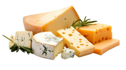 Assortment of Delicious Cheeses with Rosemary Sprig