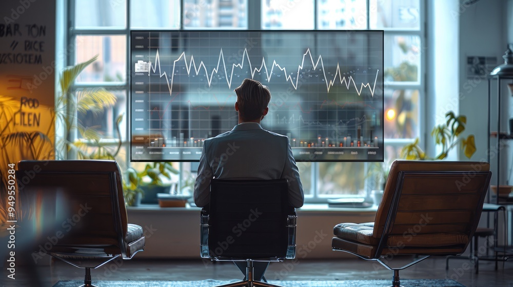 Aufkleber office discussion over company growth charts. generative ai.