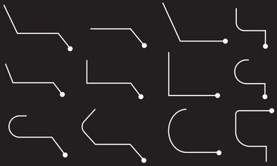 Callouts titles set. Digital callouts . Line callout label set. isolated on  black background. Vector illustration. EPS 10