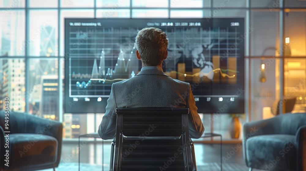 Aufkleber office discussion over company growth charts. generative ai.