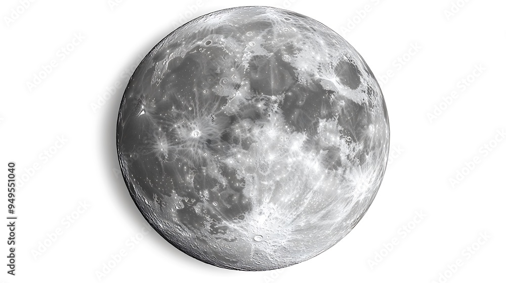 Wall mural Eerie Full Moon on White Background, Perfect for Halloween Promos. 32k,