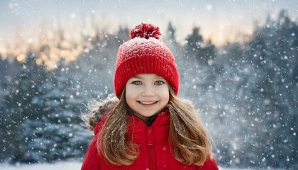  Firefly Happy Child Making a Snow Angel in the Winter - A young girl with a big smile on her face li