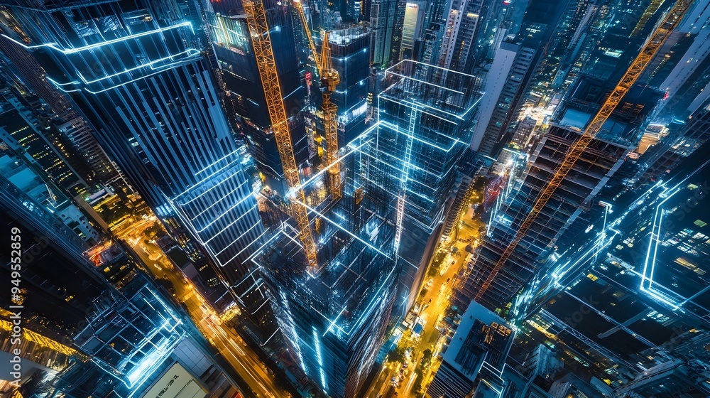 Poster iot sensors monitoring and aligning floors for efficient skyscraper construction process