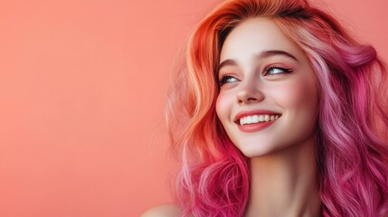 Fototapeta premium A beautiful young woman with bright hair
