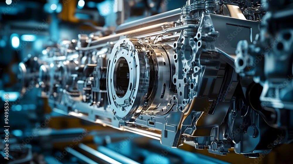 Poster cutting edge modern car engine assembly with iot enabled optimization and smart component placement 
