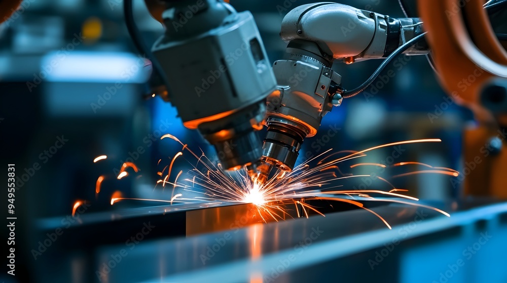 Poster robotic welding station in a high tech car production line employing internet of things iot technolo
