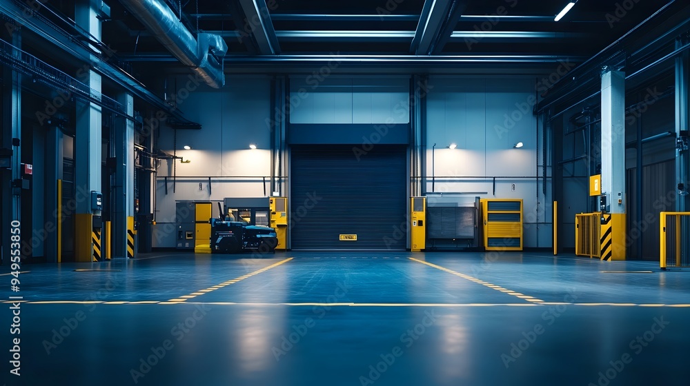 Poster photograph showcasing a high tech vehicle testing facility within a smart factory where iot systems 