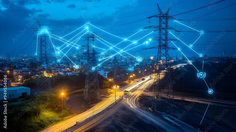 Poster a photograph depicting the use of iot internet of things technology in guiding the installation proc