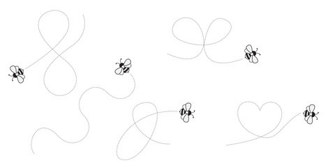 A Buzzing Ballet. Bees Creating Graceful Dotted Patterns of Spirals, Loops, and Heart-Shaped Designs in the Air