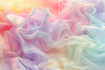 Obraz premium Detailed view of fabric showcasing soft gradients and blending colors in a close-up shot, Soft gradients of pastel colors blending together