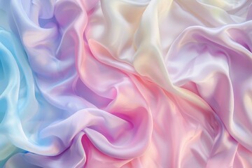 Fototapeta premium Detailed close up of a vibrant, multicolored fabric featuring soft hues and intricate patterns, Soft hues of pastel colors blending seamlessly