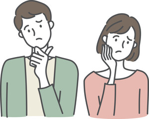 何かを考え悩む人たち_男女01