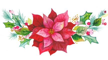 waterclolor poinsettia