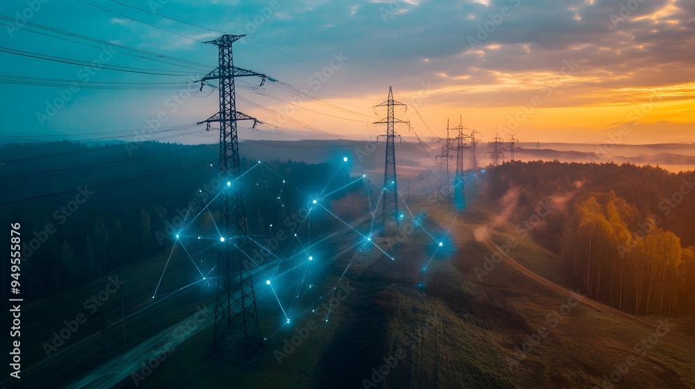 Poster real time iot data optimizing high voltage power pole installation for efficient infrastructure deve