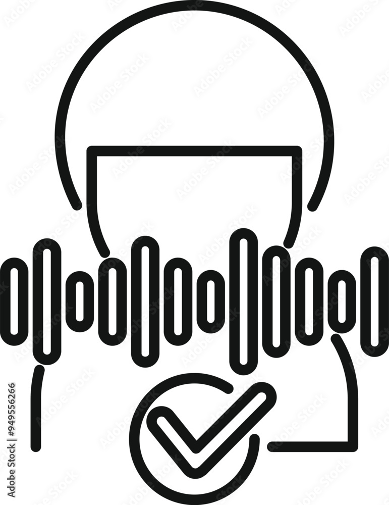 Poster simple icon representing voice recognition technology successfully confirming a user's identity