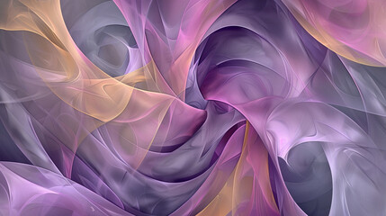 Obraz premium Fluid Swirling Patterns in Purple, Violet, and Gold - Abstract Digital Art with Depth and Movement.