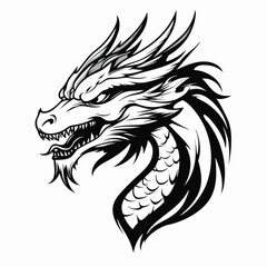 Dragon head mascot vector silhouette.