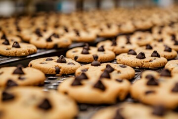 Close-up of Chocolate Chip Cookies on a Baking Sheet