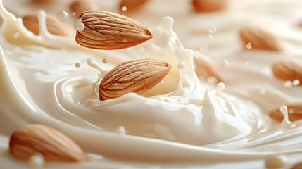 Almond Milk Splash with Nuts Vegan Dairy Free Beverage