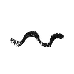 Hand drawn line of black eyeliner on a white background. Macro photo. isolated