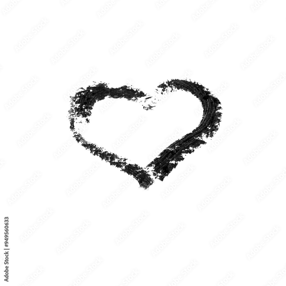 Wall mural black heart with lines isolated on white background