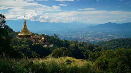 Wat Phra That Doi Suthep: The golden temple of Wat Phra That Doi Suthep overlooking Chiang Mai from its mountain perch.
