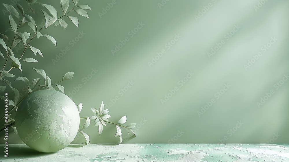 Poster Design a light green background with a soft, soothing color and minimalist style, copy space. Generative AI.