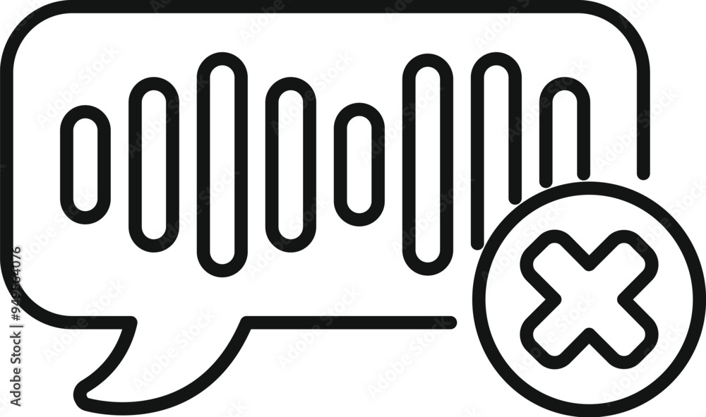 Poster voice message getting deleted represented by speech bubble with sound waves and cross icon