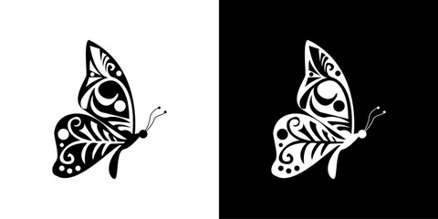 black and white butterfly vec...