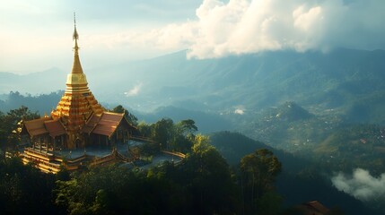 Wat Phra That Doi Suthep: The golden temple of Wat Phra That Doi Suthep overlooking Chiang Mai from its mountain perch.
