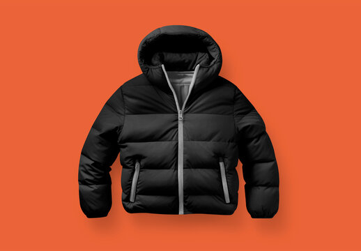 Apparel Flatlay Puffer Jacket Mockup With Generative AI